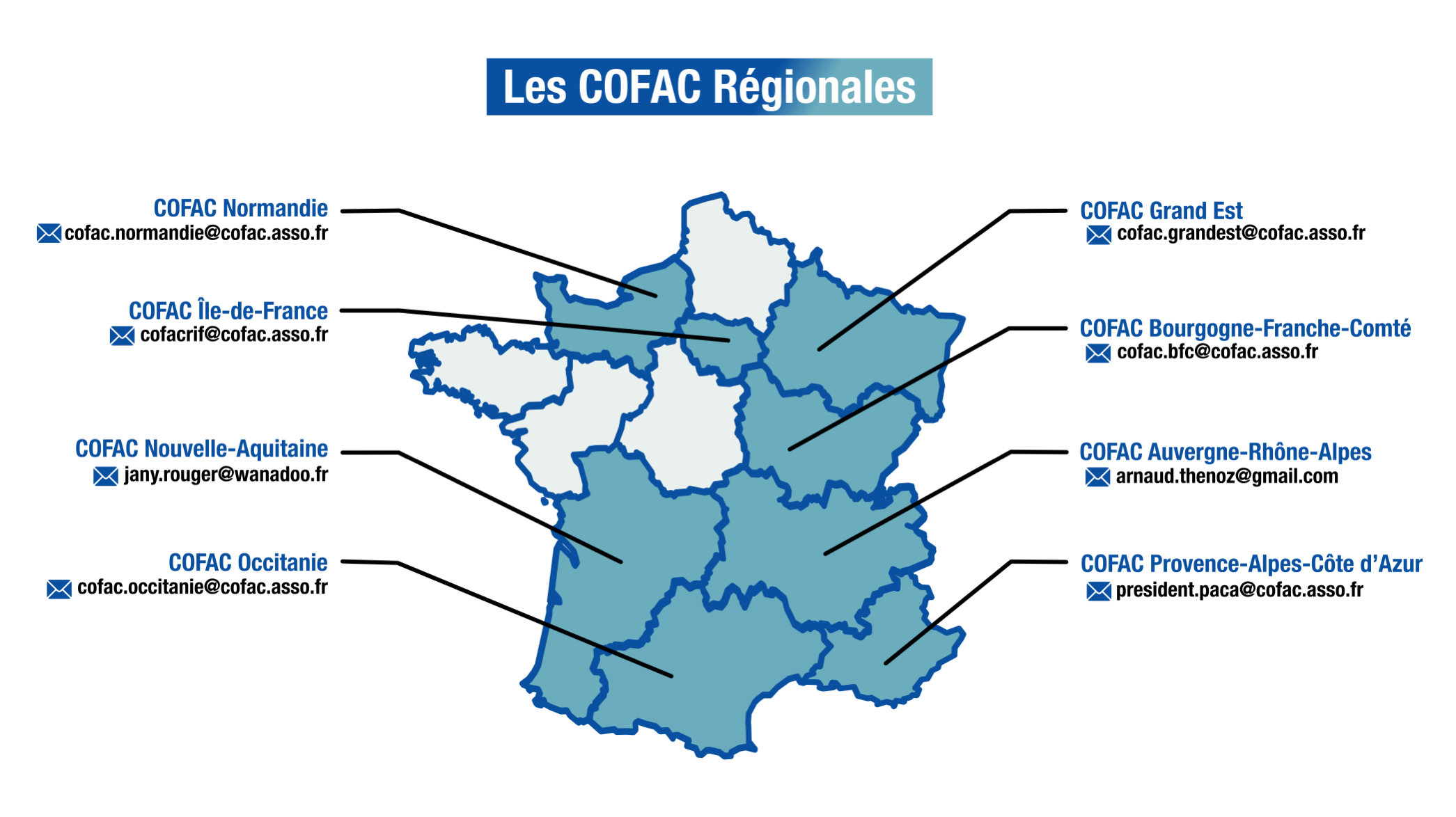 carte des COFAC Régionales